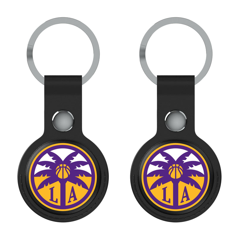 Los Angeles Sparks Insignia AirTag Black Airtag Holder 2-Pack Flat.Jpg