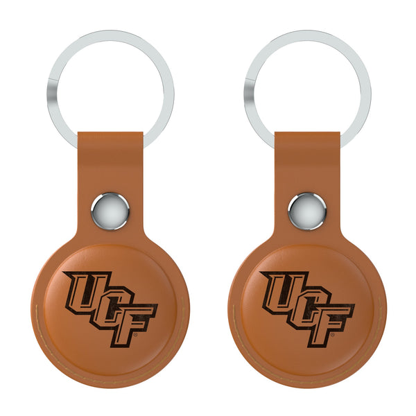 University of Central Florida Golden Knights Burn AirTag Brown Airtag Holder 2-Pack Flat.Jpg