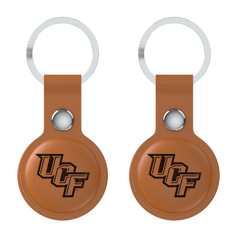 University of Central Florida Golden Knights Burn AirTag Brown Airtag Holder 2-Pack Flat.Jpg