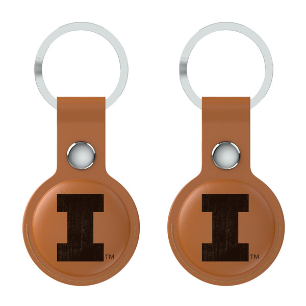 University of Illinois Fighting Illini Burn AirTag Brown Airtag Holder 2-Pack Flat.Jpg