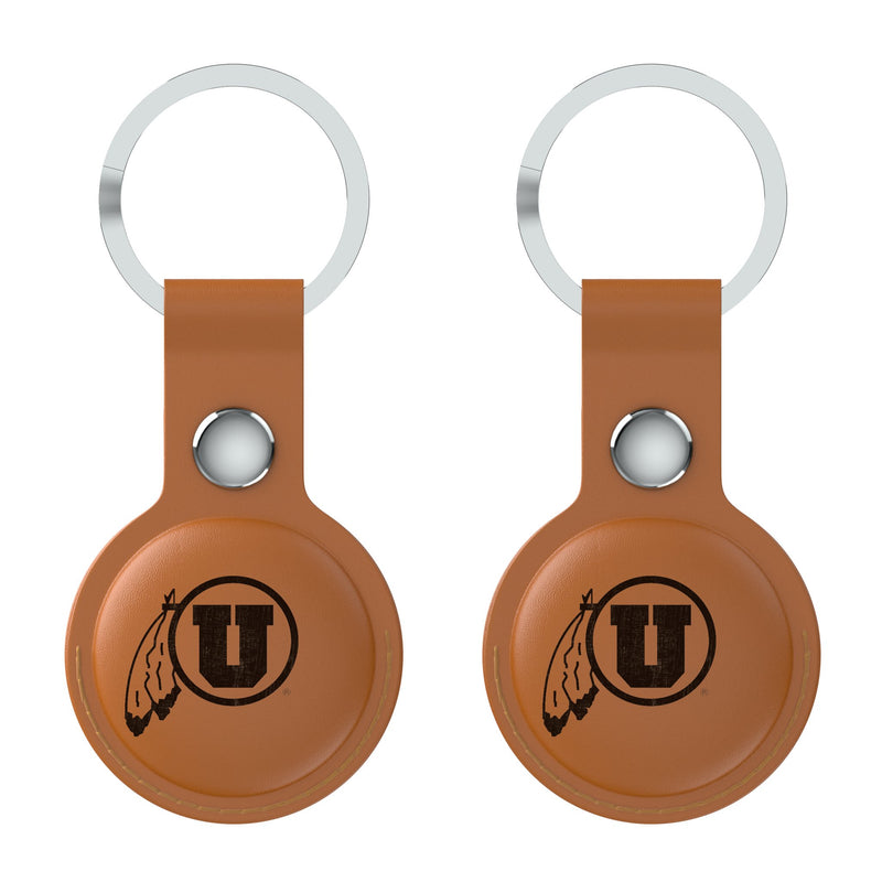 University of Utah Utes Burn AirTag Brown Airtag Holder 2-Pack Flat.Jpg