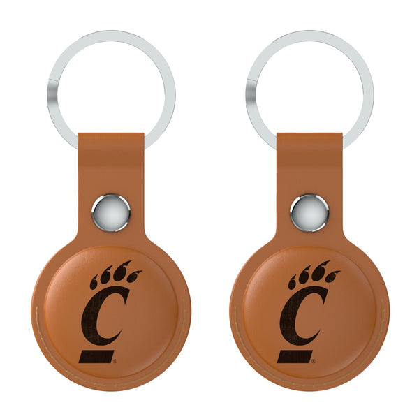 University of Cincinnati Bearcats Burn AirTag Brown Airtag Holder 2-Pack Flat.Jpg