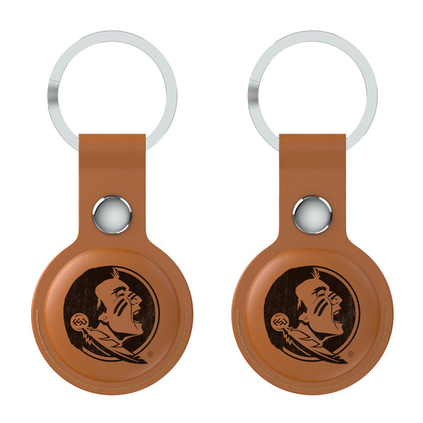 Florida State University Seminoles Burn AirTag Brown Airtag Holder 2-Pack Flat.Jpg