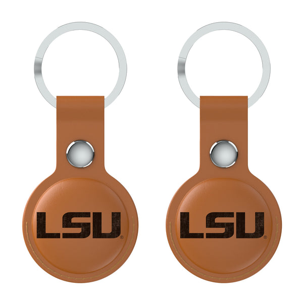 Louisiana State University Tigers Burn AirTag Brown Airtag Holder 2-Pack Flat.Jpg