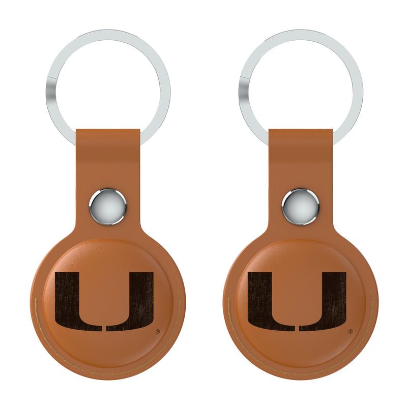 University of Miami Hurricanes Burn AirTag Brown Airtag Holder 2-Pack Flat.Jpg