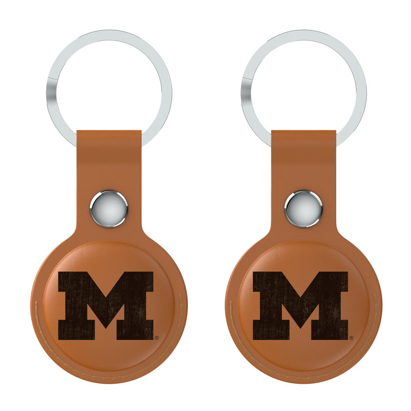 University of Michigan Wolverines Burn AirTag Brown Airtag Holder 2-Pack Flat.Jpg