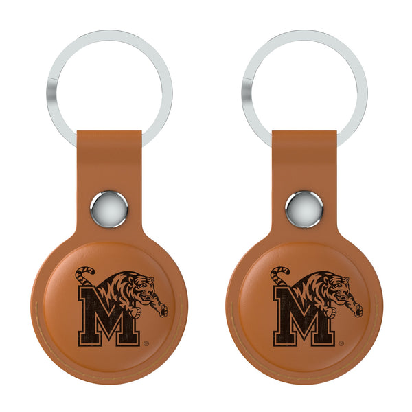 University of Memphis Tigers Burn AirTag Brown Airtag Holder 2-Pack Flat.Jpg