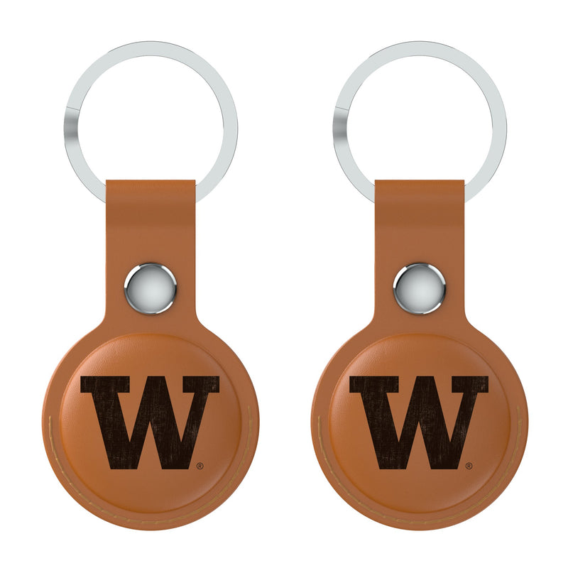 University of Washington Huskies Burn AirTag Brown Airtag Holder 2-Pack Flat.Jpg