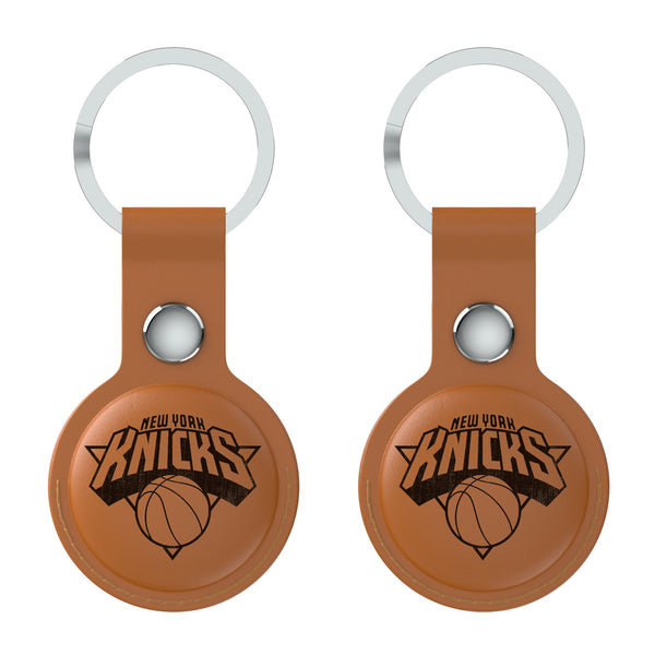 New York Knicks Burn AirTag Brown Airtag Holder 2-Pack Flat.Jpg