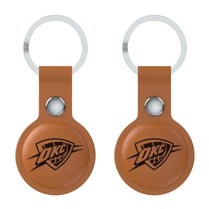 Oklahoma City Thunder Burn AirTag Brown Airtag Holder 2-Pack Flat.Jpg