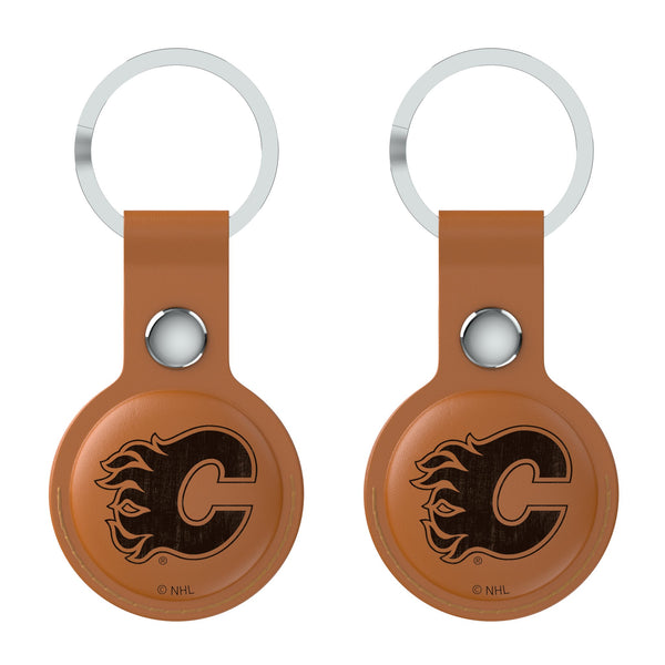 Calgary Flames Burn AirTag Brown Airtag Holder 2-Pack Flat.Jpg