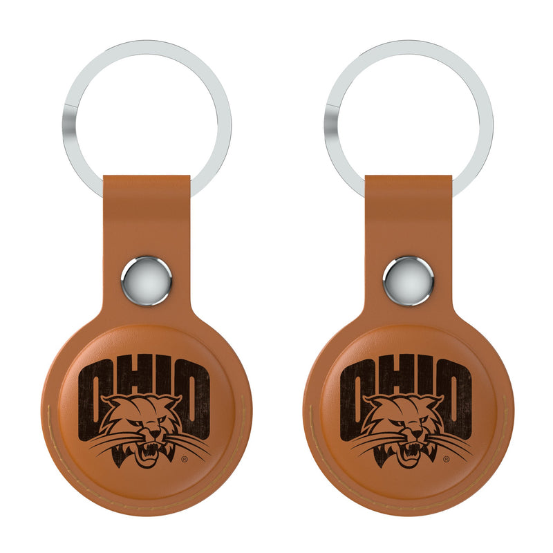 Ohio University Bobcats Burn AirTag Brown Airtag Holder 2-Pack Flat.Jpg