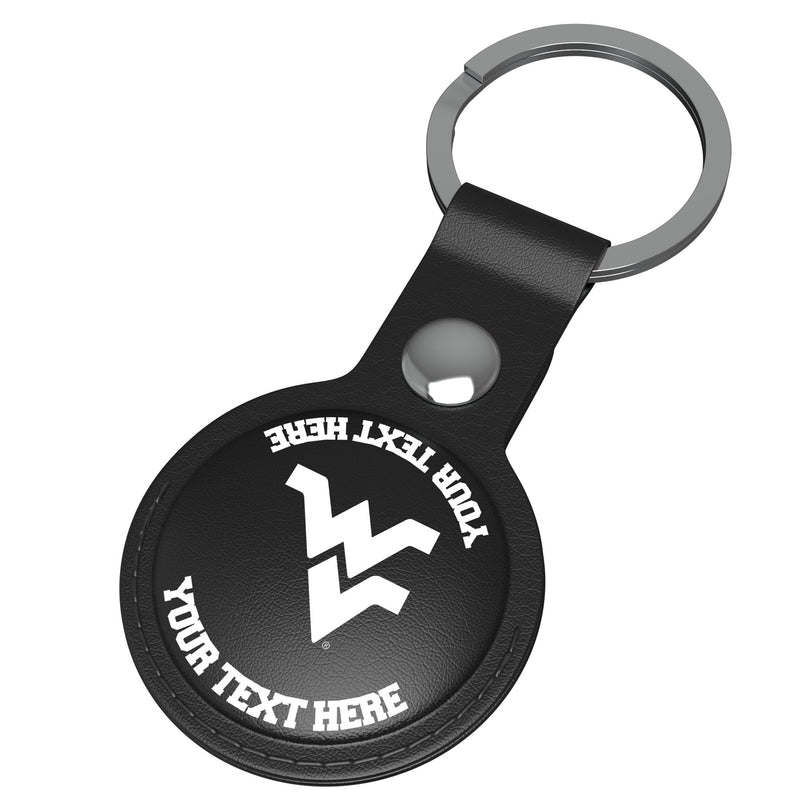 West Virginia University Mountaineers Personalized Insignia AirTag Black Airtag Holder Iso.Jpg