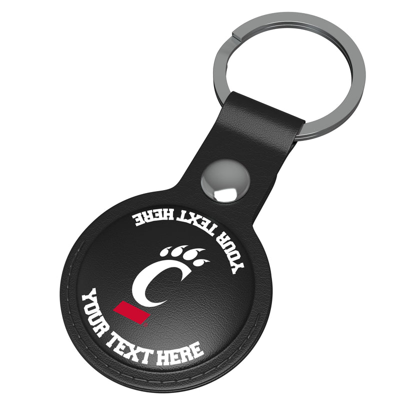 University of Cincinnati Bearcats Personalized Insignia AirTag Black Airtag Holder Iso.Jpg