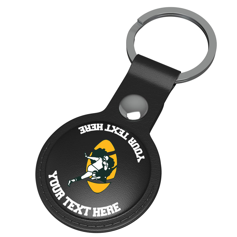 Green Bay Packers Historic Collection Personalized Insignia AirTag Black Airtag Holder Iso.Jpg