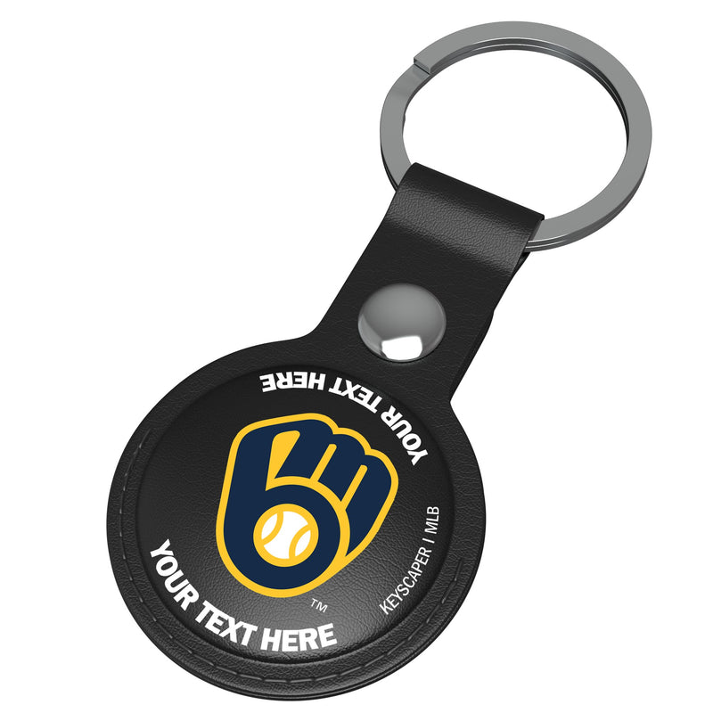 Milwaukee Brewers Personalized Insignia AirTag Black Airtag Holder Iso.Jpg