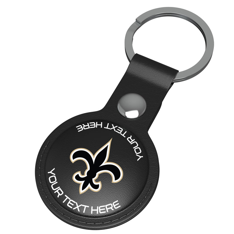 New Orleans Saints Personalized Insignia AirTag Black Airtag Holder Iso.Jpg