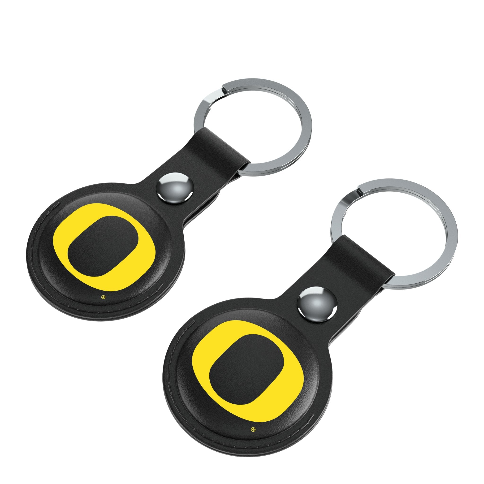 University of Oregon Ducks Insignia AirTag Black Airtag Holder 2-Pack Iso.Jpg