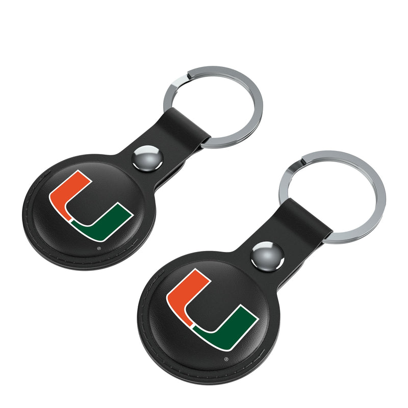 University of Miami Hurricanes Insignia AirTag Black Airtag Holder 2-Pack Iso.Jpg