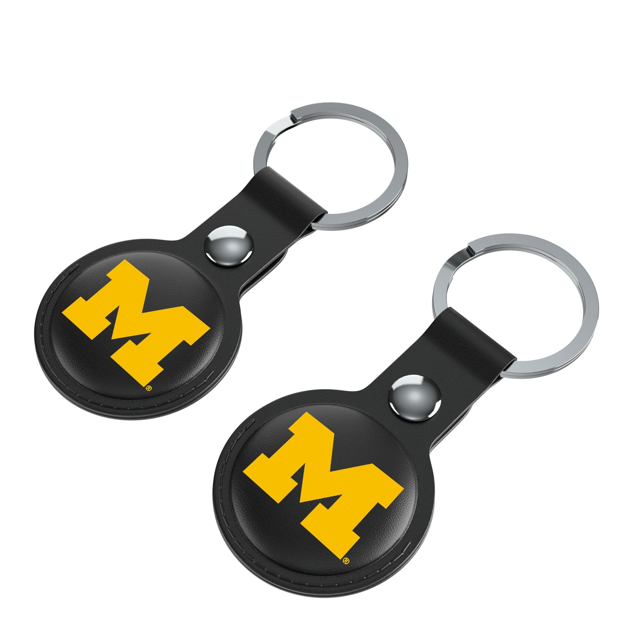 University of Michigan Wolverines Insignia AirTag Black Airtag Holder 2-Pack Iso.Jpg