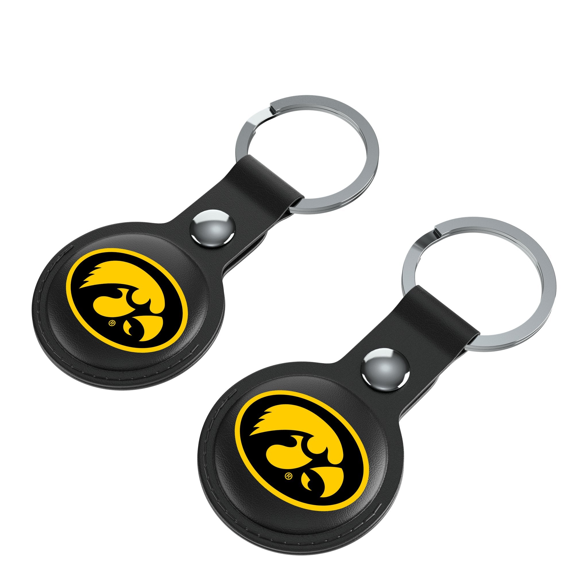 University of Iowa Hawkeyes Insignia AirTag Black Airtag Holder 2-Pack Iso.Jpg