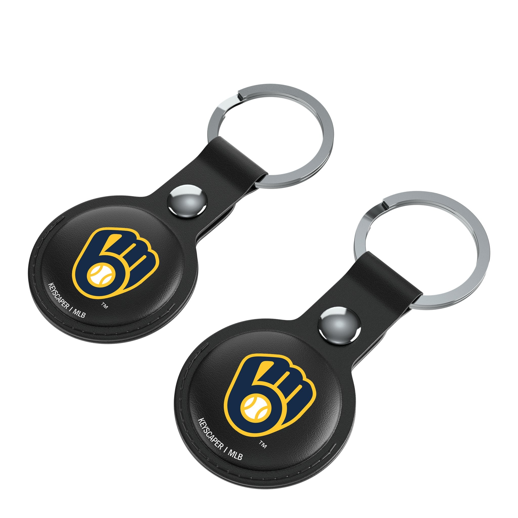 Milwaukee Brewers Insignia AirTag Black Airtag Holder 2-Pack Iso.Jpg