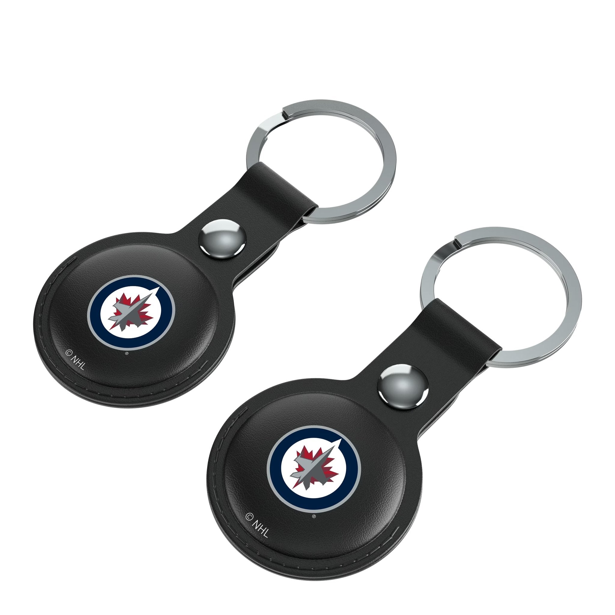 Winnipeg Jets Insignia AirTag Black Airtag Holder 2-Pack Iso.Jpg