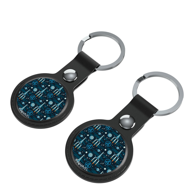 Marvel Fantastic Four Pattern AirTag Black Airtag Holder 2-Pack Iso.Jpg