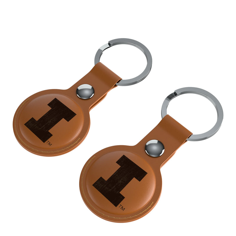 University of Illinois Fighting Illini Burn AirTag Brown Airtag Holder 2-Pack Iso.Jpg