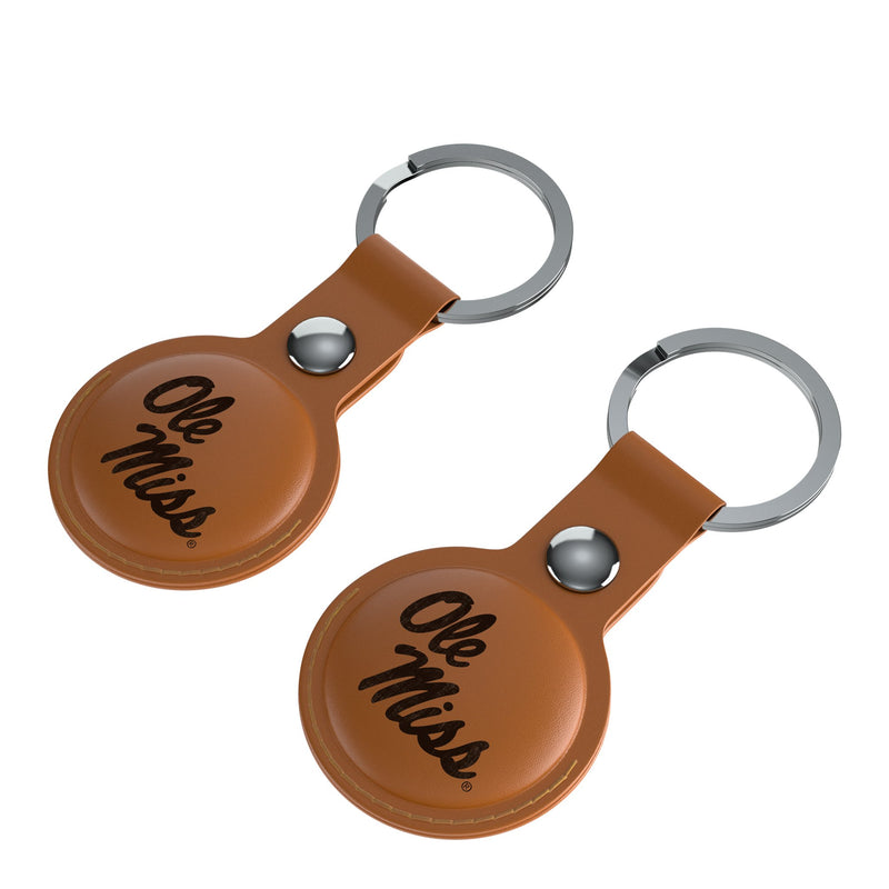 University of Mississippi Rebels Burn AirTag Brown Airtag Holder 2-Pack Iso.Jpg