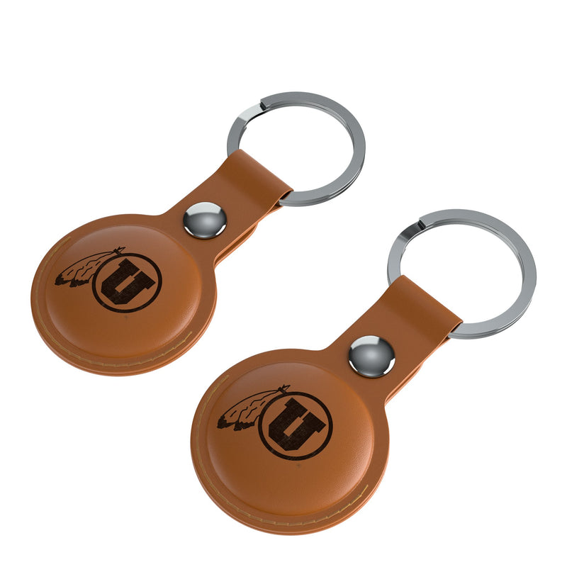 University of Utah Utes Burn AirTag Brown Airtag Holder 2-Pack Iso.Jpg