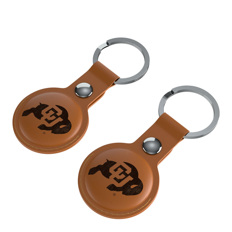 University of Colorado Buffaloes Burn AirTag Brown Airtag Holder 2-Pack Iso.Jpg