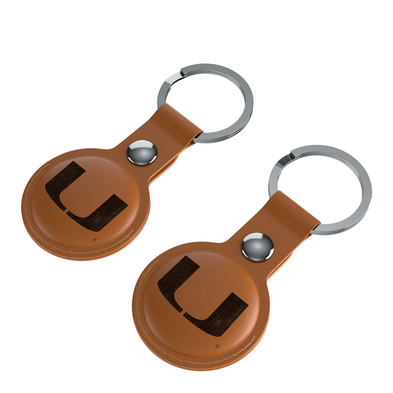 University of Miami Hurricanes Burn AirTag Brown Airtag Holder 2-Pack Iso.Jpg