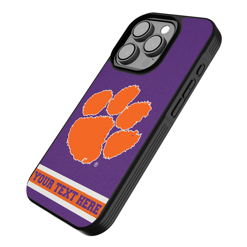 Clemson University Tigers Personalized Stripe iPhone Bump Phone Case for Apple iPhone Iso.Jpg