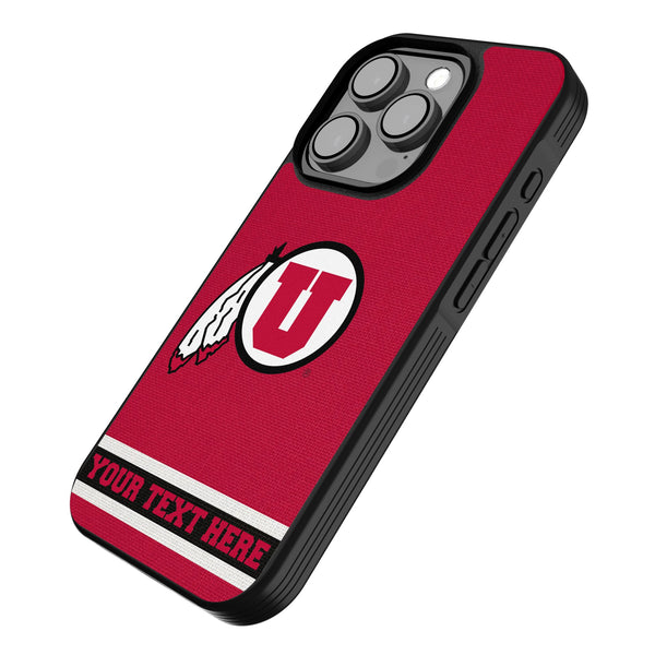 University of Utah Utes Personalized Stripe iPhone Bump Phone Case for Apple iPhone Iso.Jpg