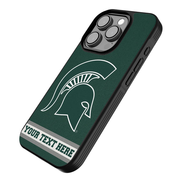 Michigan State University Spartans Personalized Stripe iPhone Bump Phone Case for Apple iPhone Iso.Jpg