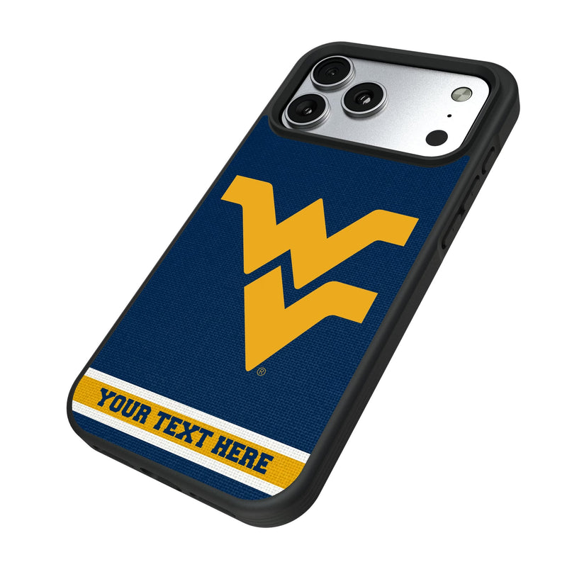 West Virginia University Mountaineers Personalized Stripe iPhone Bump Phone Case for Apple iPhone Iso.Jpg