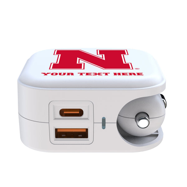University of Nebraska Huskers Block N Personalized Insignia 2 in 1 USB Charger Ports.Jpg