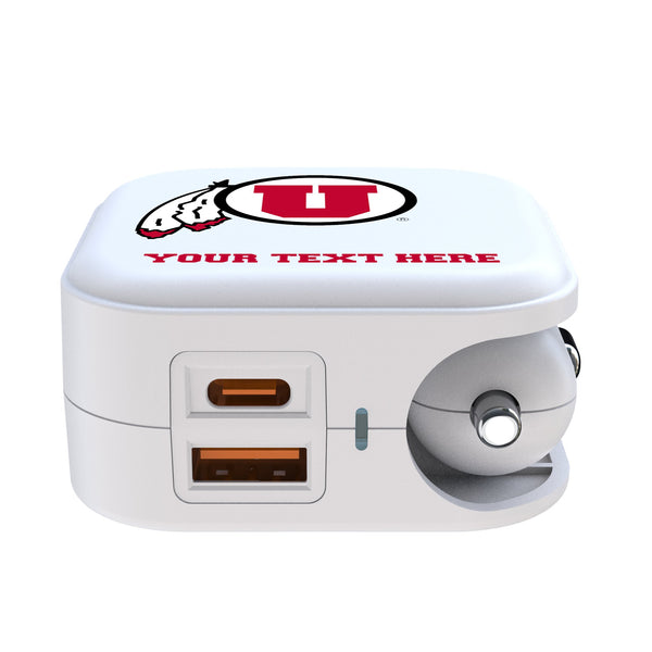 University of Utah Utes Personalized Insignia 2 in 1 USB Charger Ports.Jpg