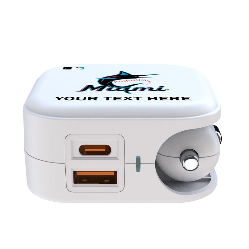 Miami Marlins Personalized Insignia 2 in 1 USB Charger Ports.Jpg