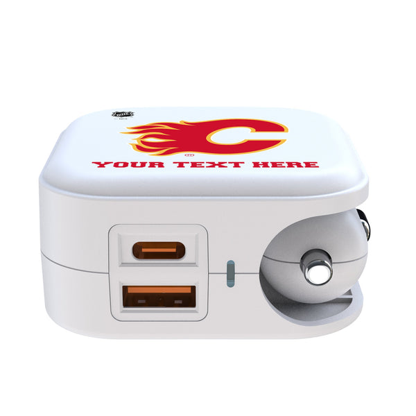 Calgary Flames Personalized Insignia 2 in 1 USB Charger Ports.Jpg