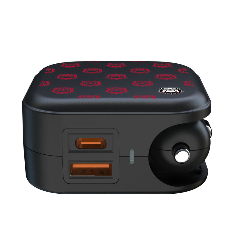 University of Georgia Bulldogs Uga Fashion Pattern 2 in 1 USB A/C Charger Ports.Jpg