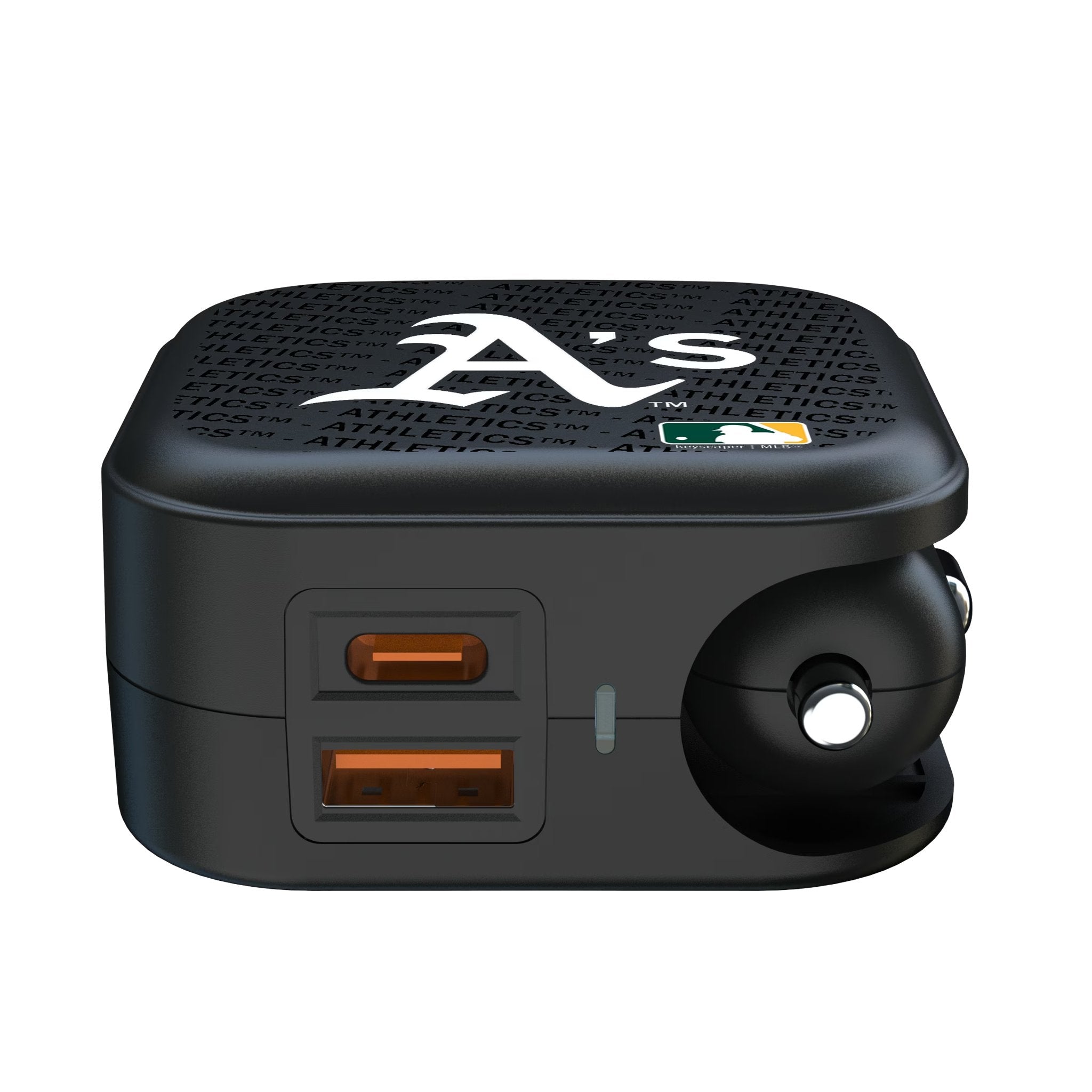 Oakland Athletics Text Backdrop 2 in 1 USB A/C Charger Ports.Jpg