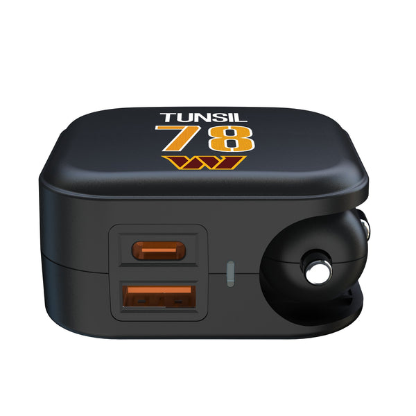 Laremy Tunsil Washington Commanders 78 Game Tactic 2 in 1 USB A/C Charger Ports.Jpg