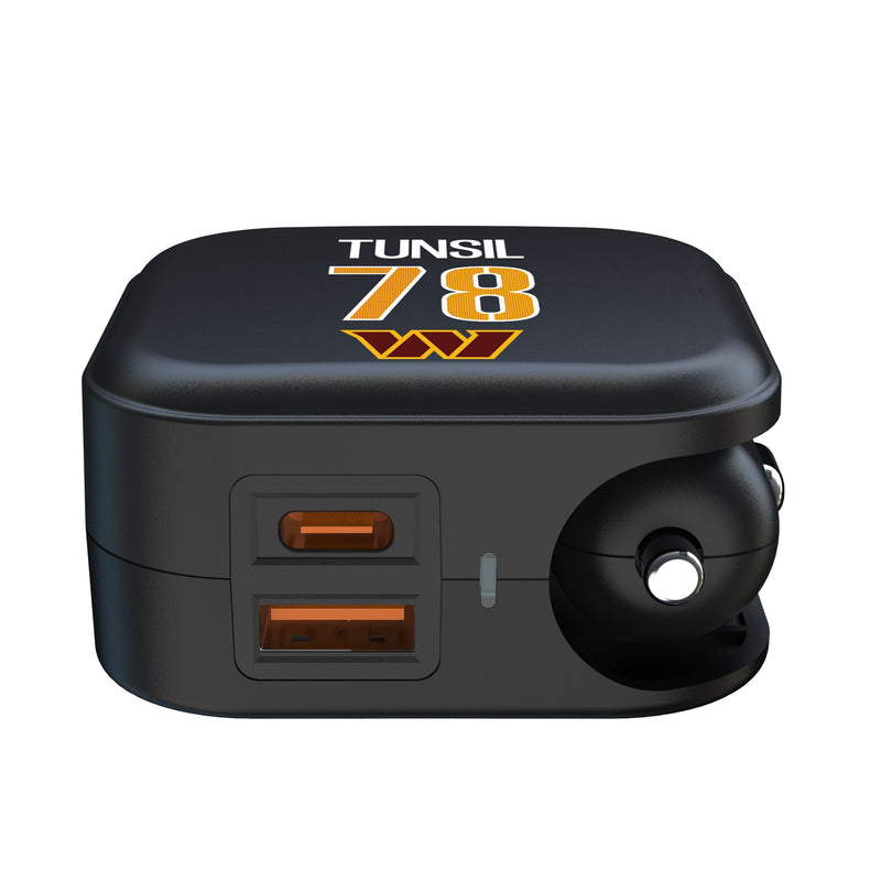 Laremy Tunsil Washington Commanders 78 Game Tactic 2 in 1 USB A/C Charger Ports.Jpg