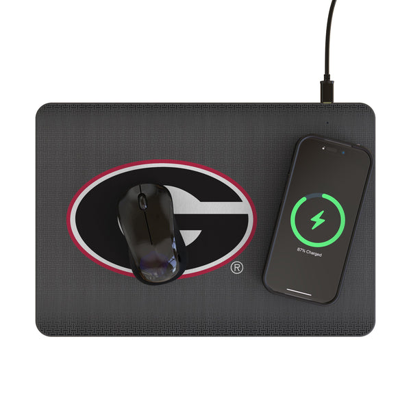 University of Georgia Bulldogs Linen 15-Watt Wireless Charger and Mouse Pad Lifestyle.Jpg