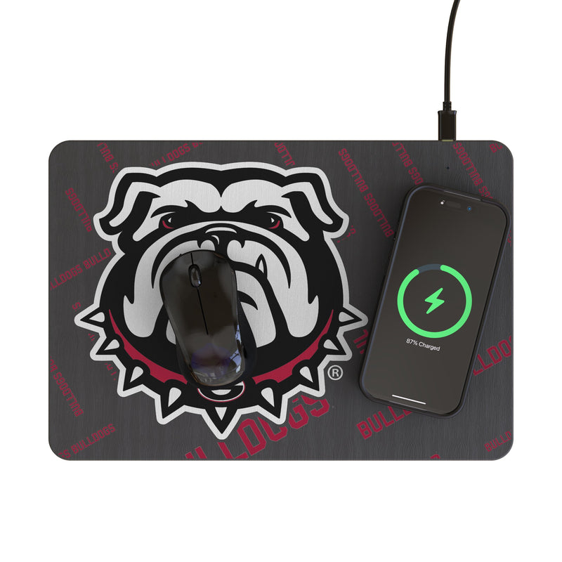 University of Georgia Bulldogs Uga Quadtile 15-Watt Wireless Charger and Mouse Pad Lifestyle.Jpg