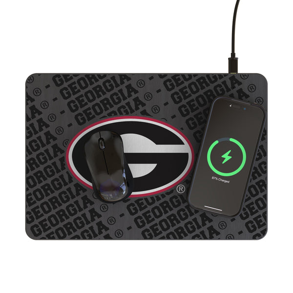 University of Georgia Bulldogs Monocolor Tilt 15-Watt Wireless Charger and Mouse Pad Lifestyle.Jpg