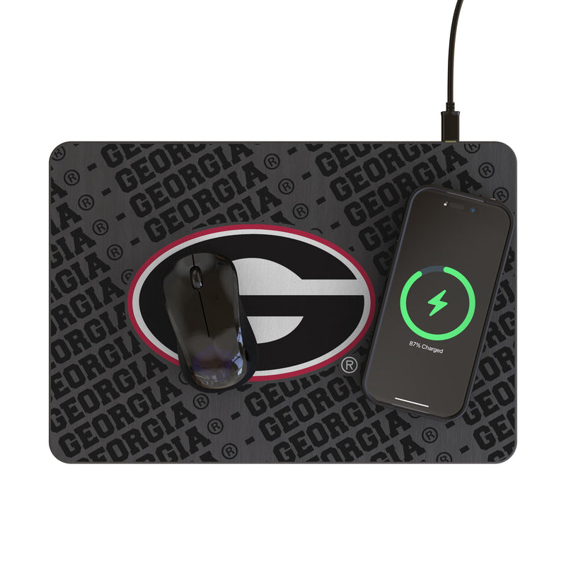 University of Georgia Bulldogs Monocolor Tilt 15-Watt Wireless Charger and Mouse Pad Lifestyle.Jpg