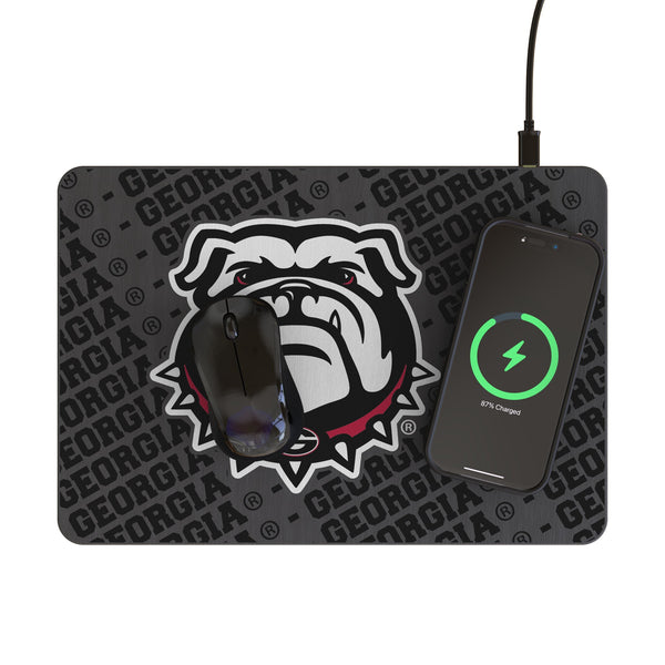 University of Georgia Bulldogs Uga Monocolor Tilt 15-Watt Wireless Charger and Mouse Pad Lifestyle.Jpg